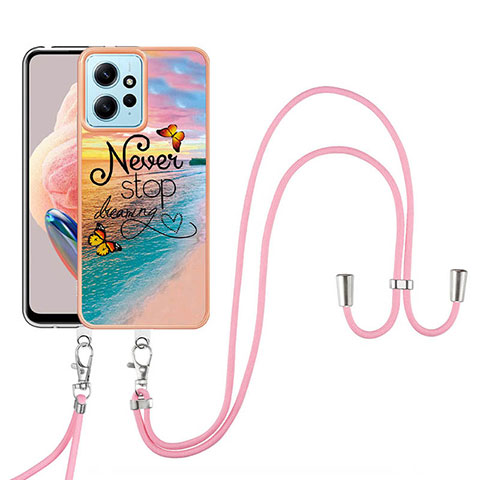 Handyhülle Silikon Hülle Gummi Schutzhülle Flexible Modisch Muster mit Schlüsselband Lanyard YB3 für Xiaomi Redmi Note 12 4G Plusfarbig