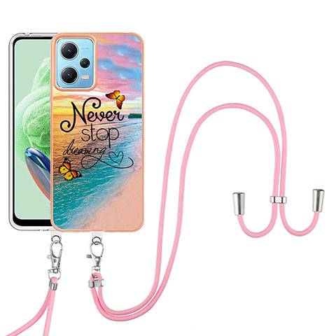 Handyhülle Silikon Hülle Gummi Schutzhülle Flexible Modisch Muster mit Schlüsselband Lanyard YB3 für Xiaomi Redmi Note 12 5G Plusfarbig