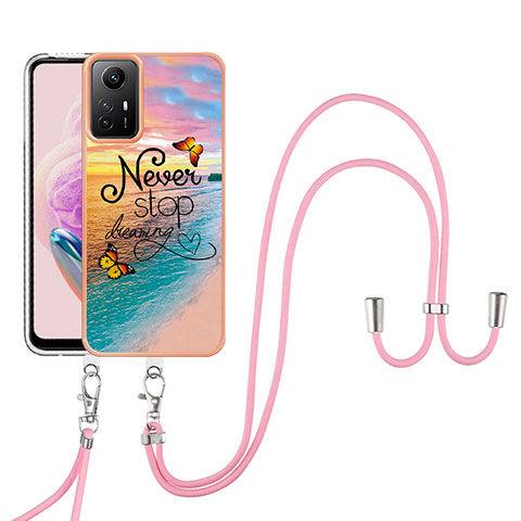 Handyhülle Silikon Hülle Gummi Schutzhülle Flexible Modisch Muster mit Schlüsselband Lanyard YB3 für Xiaomi Redmi Note 12S Plusfarbig