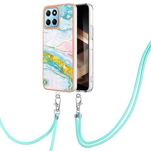 Handyhülle Silikon Hülle Gummi Schutzhülle Flexible Modisch Muster mit Schlüsselband Lanyard YB5 für Huawei Honor X8b Bunt