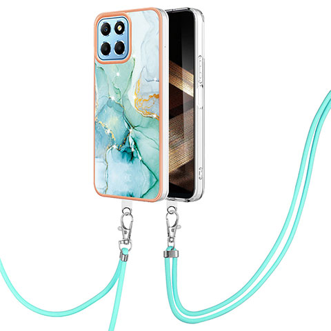 Handyhülle Silikon Hülle Gummi Schutzhülle Flexible Modisch Muster mit Schlüsselband Lanyard YB5 für Huawei Honor X8b Grün