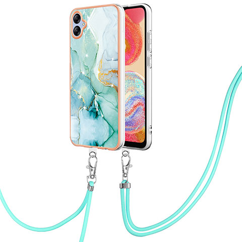 Handyhülle Silikon Hülle Gummi Schutzhülle Flexible Modisch Muster mit Schlüsselband Lanyard YB5 für Samsung Galaxy A04 4G Grün