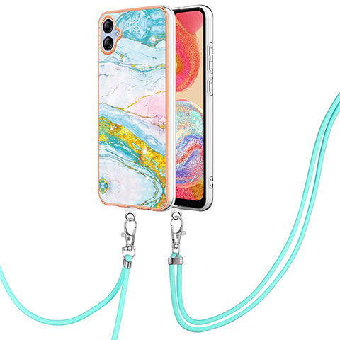 Handyhülle Silikon Hülle Gummi Schutzhülle Flexible Modisch Muster mit Schlüsselband Lanyard YB5 für Samsung Galaxy A04E Bunt