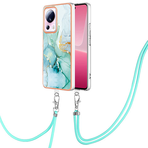 Handyhülle Silikon Hülle Gummi Schutzhülle Flexible Modisch Muster mit Schlüsselband Lanyard YB5 für Xiaomi Civi 2 5G Grün