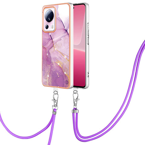 Handyhülle Silikon Hülle Gummi Schutzhülle Flexible Modisch Muster mit Schlüsselband Lanyard YB5 für Xiaomi Civi 2 5G Helles Lila