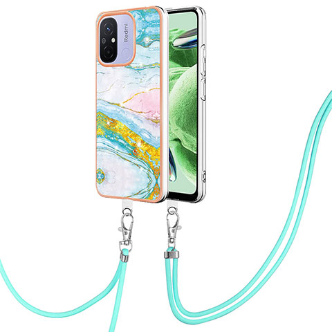 Handyhülle Silikon Hülle Gummi Schutzhülle Flexible Modisch Muster mit Schlüsselband Lanyard YB5 für Xiaomi Redmi 11A 4G Bunt