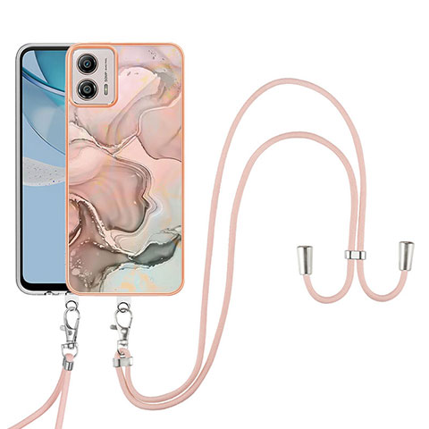 Handyhülle Silikon Hülle Gummi Schutzhülle Flexible Modisch Muster mit Schlüsselband Lanyard YB7 für Motorola Moto G53j 5G Rosa