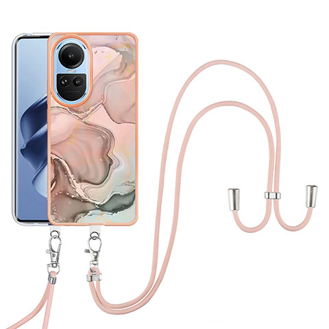 Handyhülle Silikon Hülle Gummi Schutzhülle Flexible Modisch Muster mit Schlüsselband Lanyard YB7 für Oppo Reno10 Pro 5G Plusfarbig