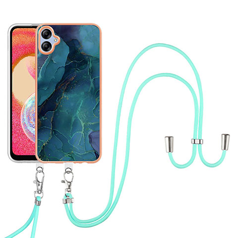 Handyhülle Silikon Hülle Gummi Schutzhülle Flexible Modisch Muster mit Schlüsselband Lanyard YB7 für Samsung Galaxy A04 4G Grün