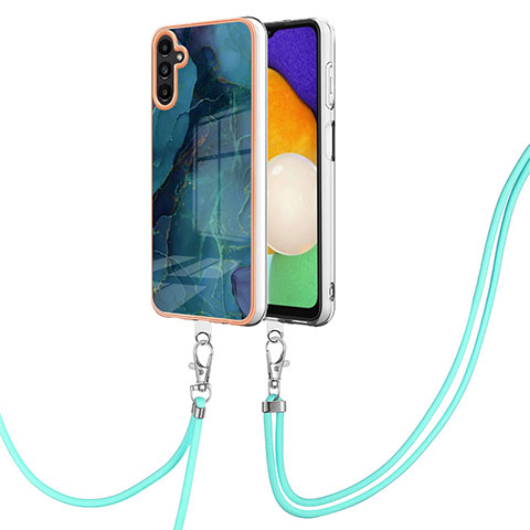 Handyhülle Silikon Hülle Gummi Schutzhülle Flexible Modisch Muster mit Schlüsselband Lanyard YB7 für Samsung Galaxy A04s Grün