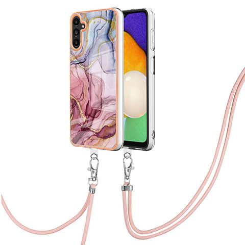 Handyhülle Silikon Hülle Gummi Schutzhülle Flexible Modisch Muster mit Schlüsselband Lanyard YB7 für Samsung Galaxy A04s Plusfarbig