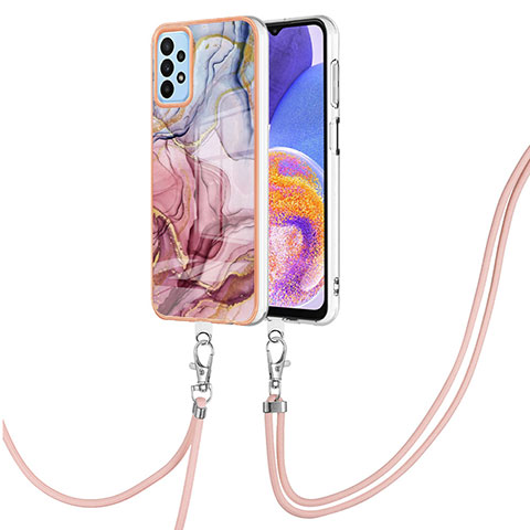 Handyhülle Silikon Hülle Gummi Schutzhülle Flexible Modisch Muster mit Schlüsselband Lanyard YB7 für Samsung Galaxy A13 4G Plusfarbig