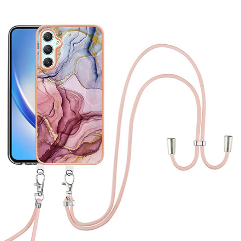 Handyhülle Silikon Hülle Gummi Schutzhülle Flexible Modisch Muster mit Schlüsselband Lanyard YB7 für Samsung Galaxy A24 4G Plusfarbig