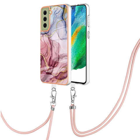 Handyhülle Silikon Hülle Gummi Schutzhülle Flexible Modisch Muster mit Schlüsselband Lanyard YB7 für Samsung Galaxy S21 FE 5G Plusfarbig