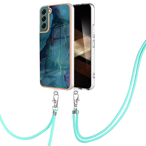 Handyhülle Silikon Hülle Gummi Schutzhülle Flexible Modisch Muster mit Schlüsselband Lanyard YB7 für Samsung Galaxy S24 Plus 5G Grün