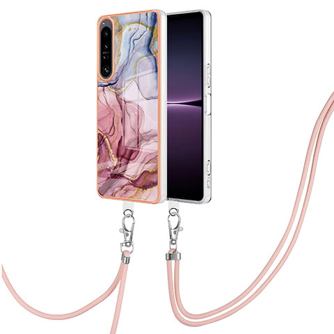 Handyhülle Silikon Hülle Gummi Schutzhülle Flexible Modisch Muster mit Schlüsselband Lanyard YB7 für Sony Xperia 1 IV Plusfarbig