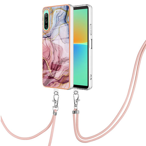 Handyhülle Silikon Hülle Gummi Schutzhülle Flexible Modisch Muster mit Schlüsselband Lanyard YB7 für Sony Xperia 10 IV Plusfarbig