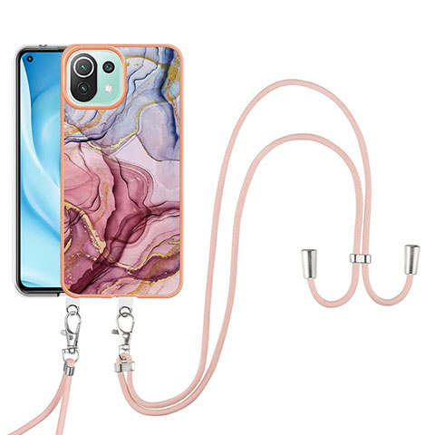 Handyhülle Silikon Hülle Gummi Schutzhülle Flexible Modisch Muster mit Schlüsselband Lanyard YB7 für Xiaomi Mi 11 Lite 4G Plusfarbig