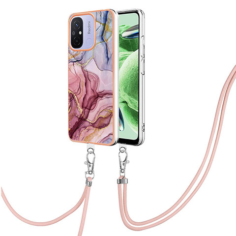 Handyhülle Silikon Hülle Gummi Schutzhülle Flexible Modisch Muster mit Schlüsselband Lanyard YB7 für Xiaomi Poco C55 Plusfarbig