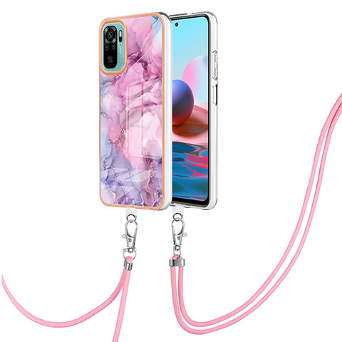 Handyhülle Silikon Hülle Gummi Schutzhülle Flexible Modisch Muster mit Schlüsselband Lanyard YB7 für Xiaomi Poco M5S Helles Lila