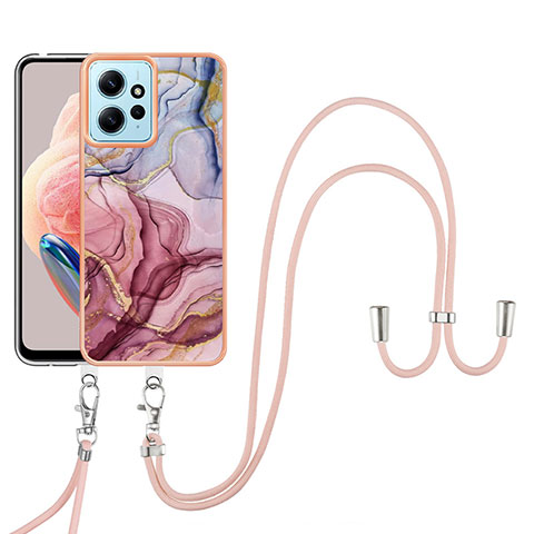 Handyhülle Silikon Hülle Gummi Schutzhülle Flexible Modisch Muster mit Schlüsselband Lanyard YB7 für Xiaomi Redmi Note 12 4G Plusfarbig