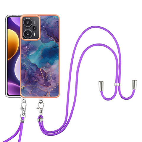 Handyhülle Silikon Hülle Gummi Schutzhülle Flexible Modisch Muster mit Schlüsselband Lanyard YB7 für Xiaomi Redmi Note 12 Turbo 5G Violett