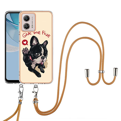 Handyhülle Silikon Hülle Gummi Schutzhülle Flexible Modisch Muster mit Schlüsselband Lanyard YB8 für Motorola Moto G53 5G Kahki