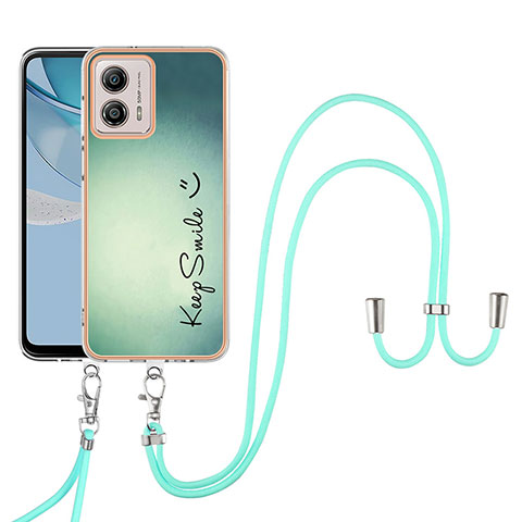 Handyhülle Silikon Hülle Gummi Schutzhülle Flexible Modisch Muster mit Schlüsselband Lanyard YB8 für Motorola Moto G53y 5G Grün