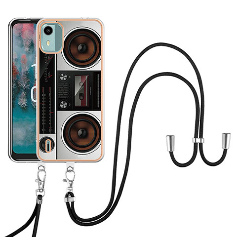 Handyhülle Silikon Hülle Gummi Schutzhülle Flexible Modisch Muster mit Schlüsselband Lanyard YB8 für Nokia C12 Plus Bunt