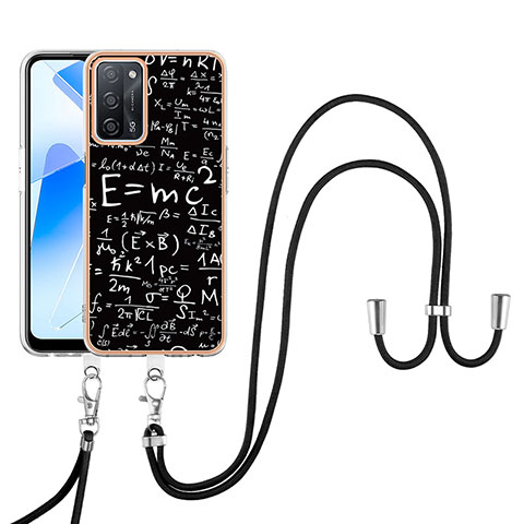 Handyhülle Silikon Hülle Gummi Schutzhülle Flexible Modisch Muster mit Schlüsselband Lanyard YB8 für Oppo A55 5G Plusfarbig