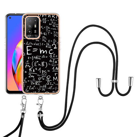 Handyhülle Silikon Hülle Gummi Schutzhülle Flexible Modisch Muster mit Schlüsselband Lanyard YB8 für Oppo A94 5G Plusfarbig