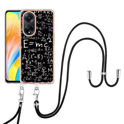 Handyhülle Silikon Hülle Gummi Schutzhülle Flexible Modisch Muster mit Schlüsselband Lanyard YB8 für Oppo A98 5G Plusfarbig