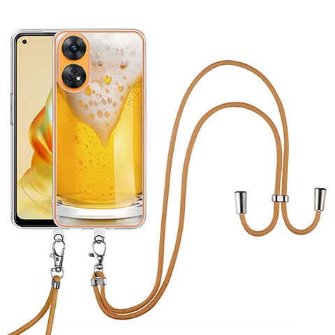 Handyhülle Silikon Hülle Gummi Schutzhülle Flexible Modisch Muster mit Schlüsselband Lanyard YB8 für Oppo Reno8 T 4G Gelb