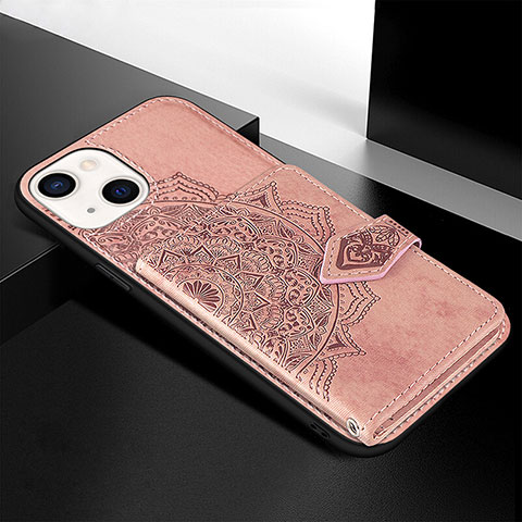 Handyhülle Silikon Hülle Gummi Schutzhülle Flexible Modisch Muster S02 für Apple iPhone 14 Plus Rosegold