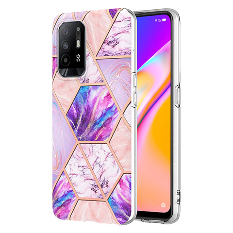 Handyhülle Silikon Hülle Gummi Schutzhülle Flexible Modisch Muster Y01B für Oppo F19 Pro+ Plus 5G Helles Lila