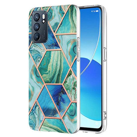 Handyhülle Silikon Hülle Gummi Schutzhülle Flexible Modisch Muster Y01B für Oppo Reno6 5G Grün