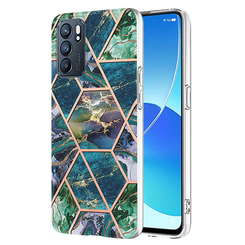 Handyhülle Silikon Hülle Gummi Schutzhülle Flexible Modisch Muster Y01B für Oppo Reno6 5G Nachtgrün