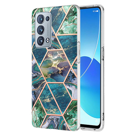 Handyhülle Silikon Hülle Gummi Schutzhülle Flexible Modisch Muster Y01B für Oppo Reno6 Pro 5G Nachtgrün