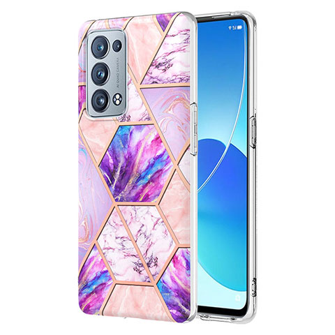 Handyhülle Silikon Hülle Gummi Schutzhülle Flexible Modisch Muster Y01B für Oppo Reno6 Pro+ Plus 5G Helles Lila