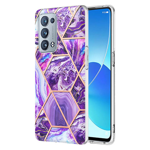 Handyhülle Silikon Hülle Gummi Schutzhülle Flexible Modisch Muster Y01B für Oppo Reno6 Pro+ Plus 5G Violett