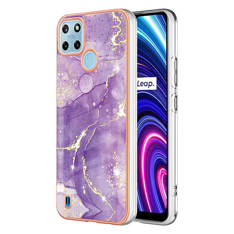 Handyhülle Silikon Hülle Gummi Schutzhülle Flexible Modisch Muster Y01B für Realme C21Y Violett