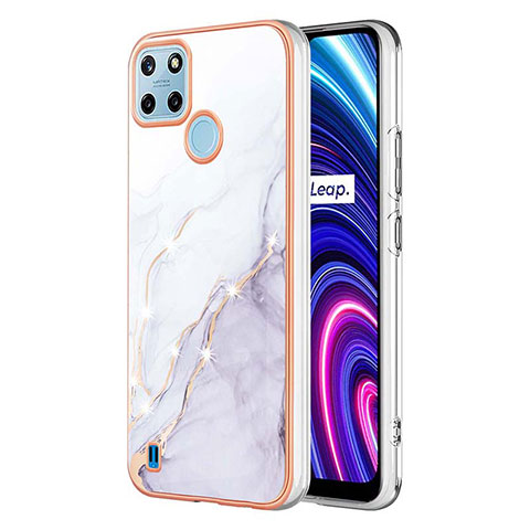 Handyhülle Silikon Hülle Gummi Schutzhülle Flexible Modisch Muster Y01B für Realme C21Y Weiß