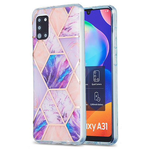 Handyhülle Silikon Hülle Gummi Schutzhülle Flexible Modisch Muster Y01B für Samsung Galaxy A31 Helles Lila