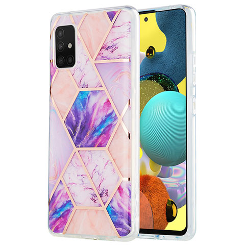 Handyhülle Silikon Hülle Gummi Schutzhülle Flexible Modisch Muster Y01B für Samsung Galaxy A51 5G Helles Lila