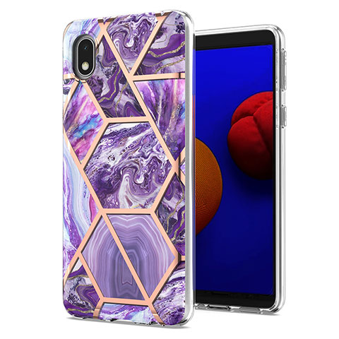 Handyhülle Silikon Hülle Gummi Schutzhülle Flexible Modisch Muster Y01B für Samsung Galaxy M01 Core Violett