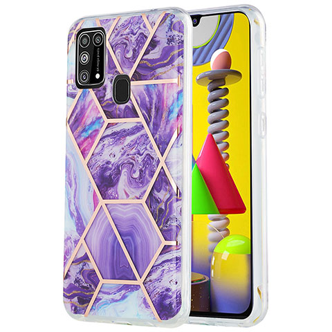 Handyhülle Silikon Hülle Gummi Schutzhülle Flexible Modisch Muster Y01B für Samsung Galaxy M21s Violett