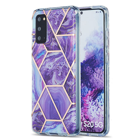 Handyhülle Silikon Hülle Gummi Schutzhülle Flexible Modisch Muster Y01B für Samsung Galaxy S20 Violett