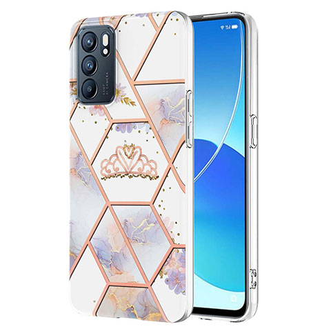 Handyhülle Silikon Hülle Gummi Schutzhülle Flexible Modisch Muster Y02B für Oppo Reno6 5G Grau