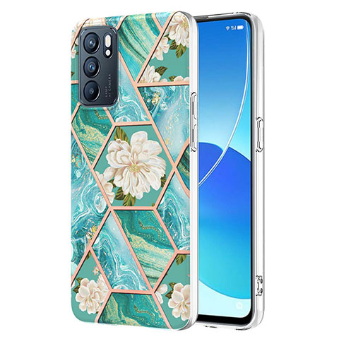 Handyhülle Silikon Hülle Gummi Schutzhülle Flexible Modisch Muster Y02B für Oppo Reno6 5G Grün