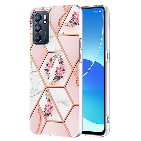 Handyhülle Silikon Hülle Gummi Schutzhülle Flexible Modisch Muster Y02B für Oppo Reno6 5G Rosa